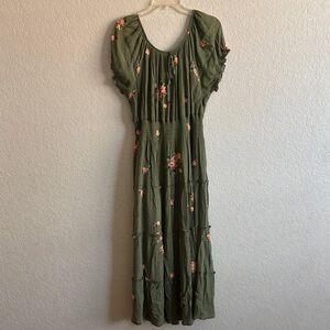 Chic Olive Floral Maxi Dress 2X